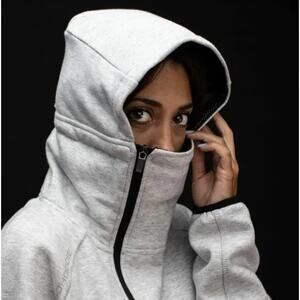 G95 Light Grey Asymmetric Zip Filtration Bio Hoodie, Size S